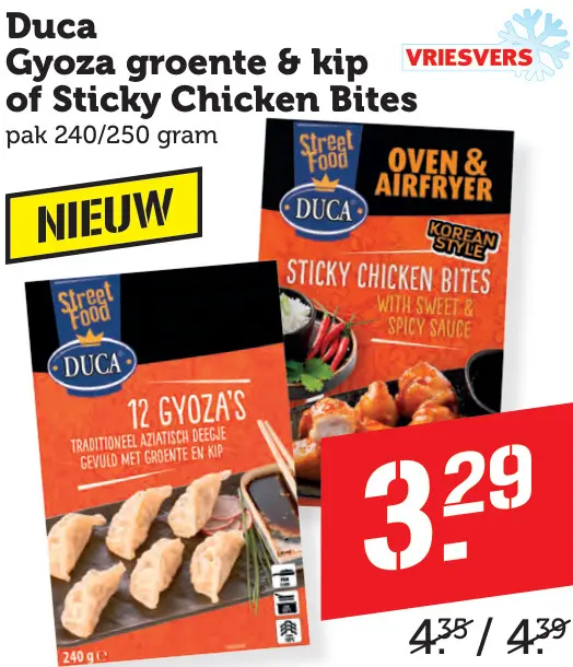 Aanbieding: Gyoza groente & kip of Sticky Chicken Bites