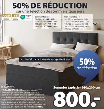 Offre: TYLDA STORAGE GC50 sommier tapissier