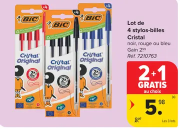 Offre: Lot de 4 stylos-billes Cristal