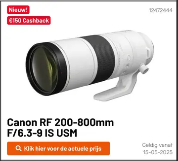 Aanbieding: Canon RF 200-800mm F/6.3-9 IS USM