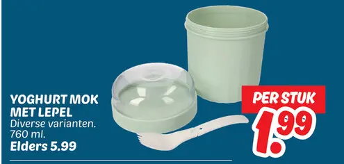 Aanbieding: Yoghurt mok met lepel