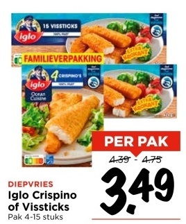 Aanbieding: Iglo Crispino of Vissticks