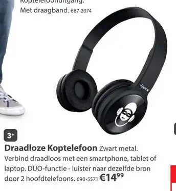 Aanbieding: Idance hoofdtelefoon draadloos zwart metal