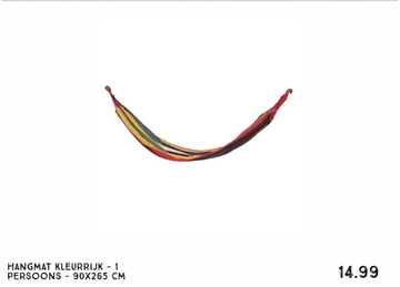 Aanbieding: Hangmat kleurrijk - 1 persoons - 90x265 cm