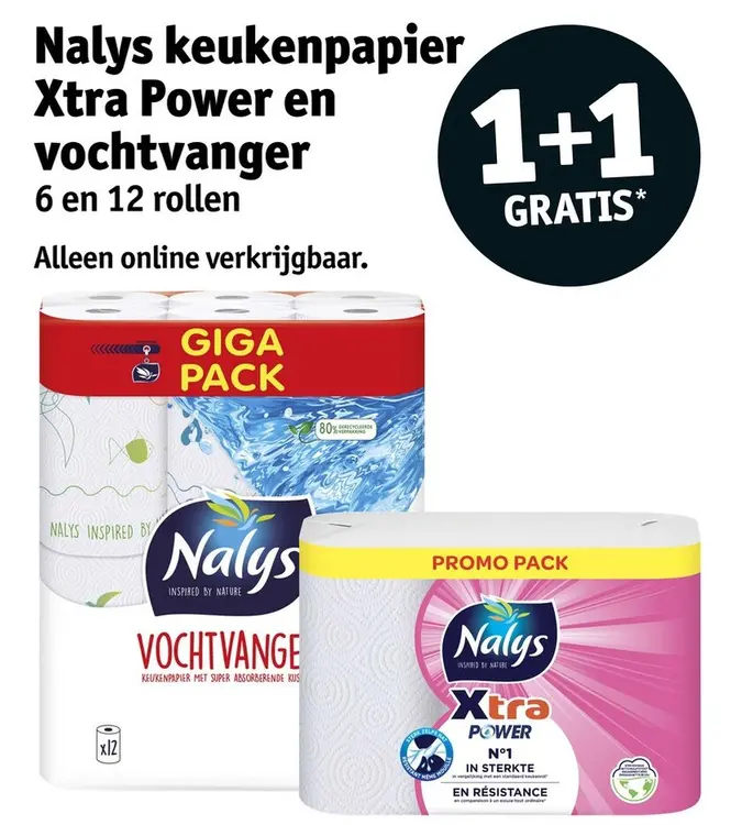 Aanbieding: Nalys keukenpapier Xtra Power en vochtvanger