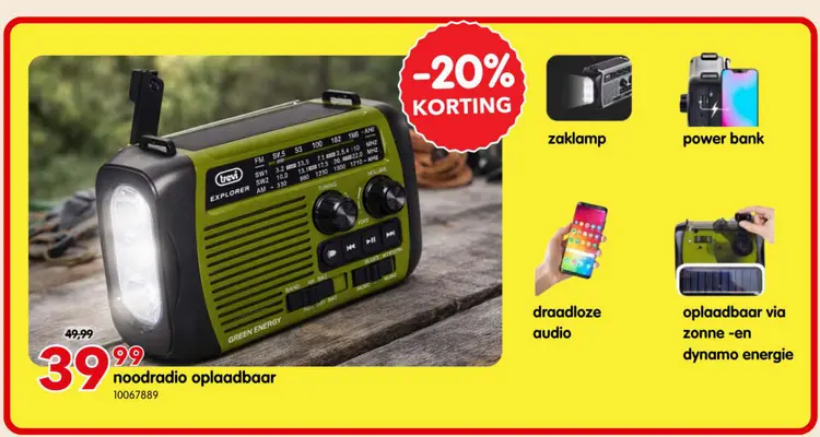 Promotie: noodradio oplaadbaar