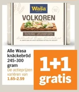 Aanbieding: Alle Wasa knäckebröd 245-300 gram