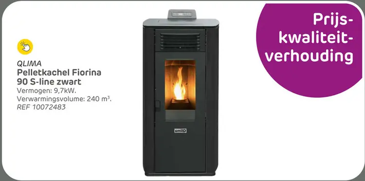 Aanbieding: Qlima pelletkachel fiorina 90 s-line - 9.7kw - zwart