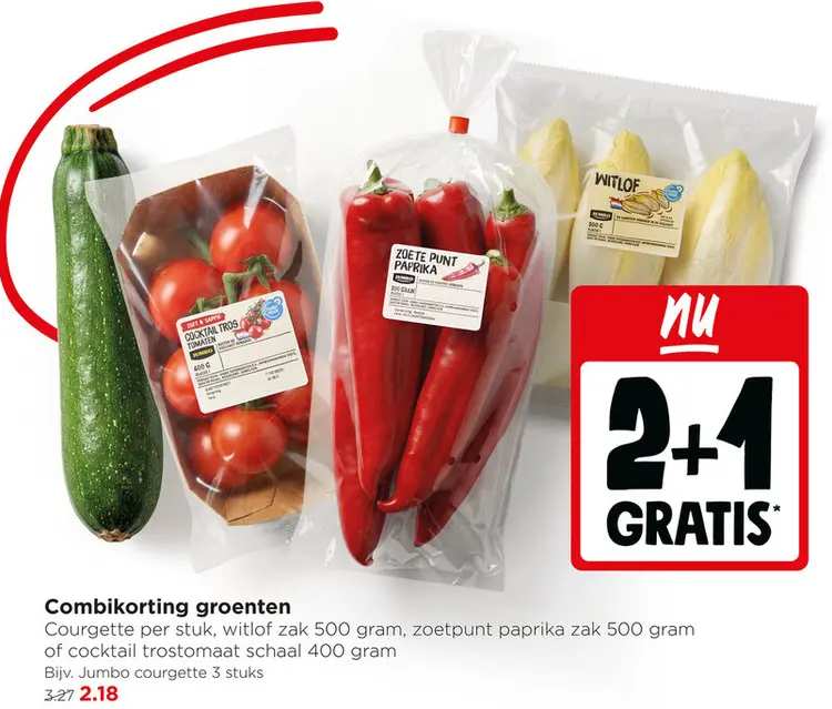Aanbieding: Courgette, witlof, zoetpunt paprika, cocktailtomaten