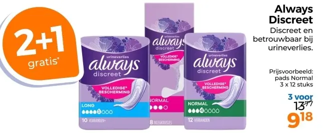 Aanbieding: Always Discreet pads Normal