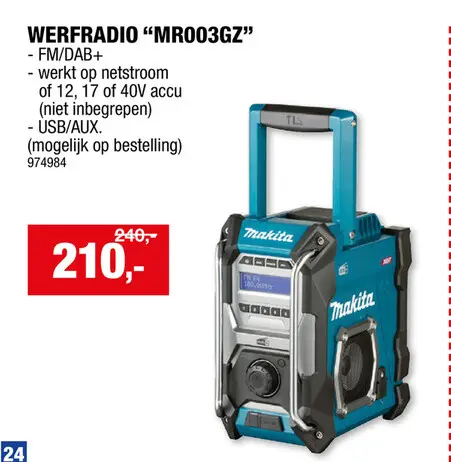 Promotie: Makita MR003GZ werfradio