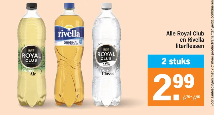 Aanbieding: Royal Club en Rivella literflessen