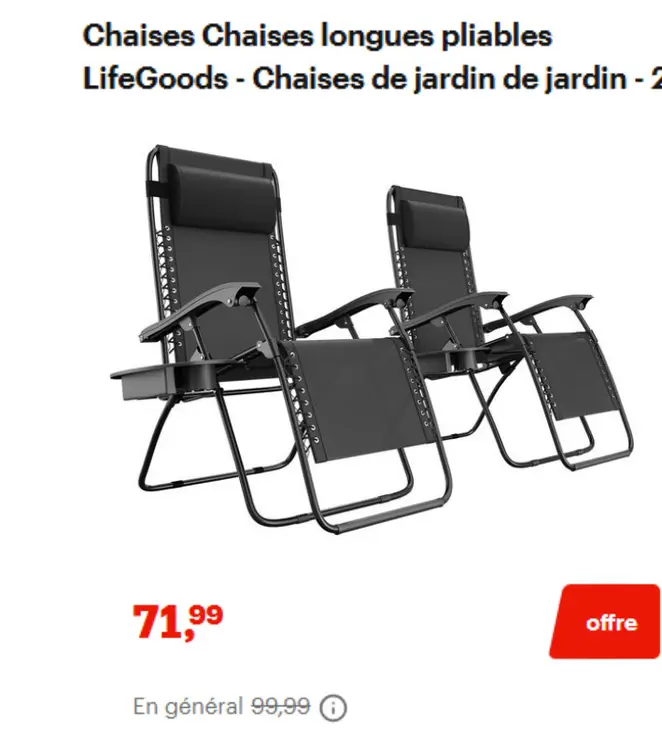 Offre: Chaises longues zéro gravité