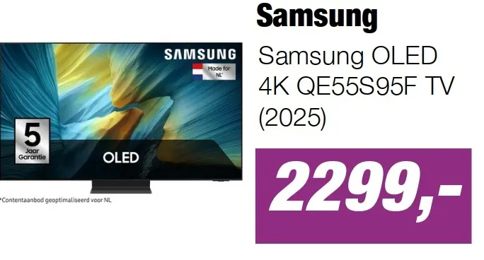 Aanbieding: Samsung OLED 4K QE55S95F TV (2025)