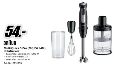 Promotie: MultiQuick 5 Pro (MQ55254M) Staafmixer