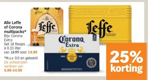 Aanbieding: Alle Leffe of Corona multipacks