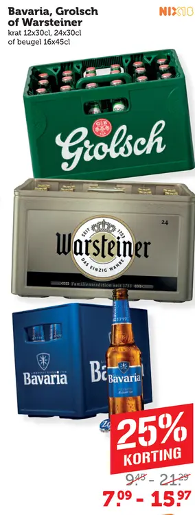 Aanbieding: Grolsch, Warsteiner, Bavaria