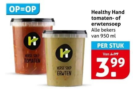 Aanbieding: Healthy Hand tomaten- of erwtensoep