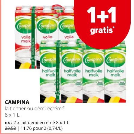 Offre: Lait entier ou demi-écrémé