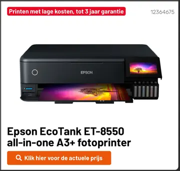 Aanbieding: Epson EcoTank ET-8550 all-in-one A3+ fotoprinter