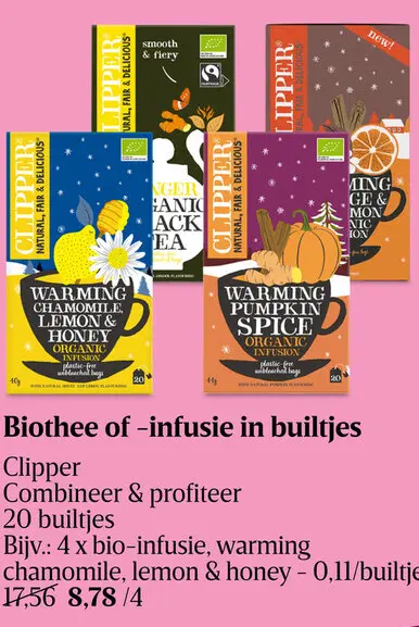 Promotie: Biothee of -infusie in builtjes