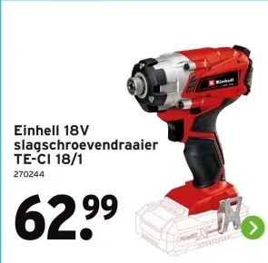 Aanbieding: Einhell 18V slagschroevendraaier TE-CI 18/1