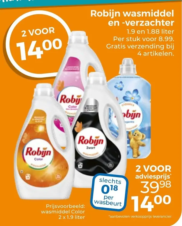 Aanbieding: Robijn wasmiddel en -verzachter
