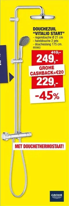 Promotie: GROHE Vitalio Start douchezuil met regendouche