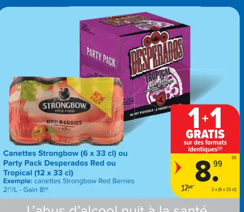 Offre: Canettes Strongbow ou Party Pack Desperados R