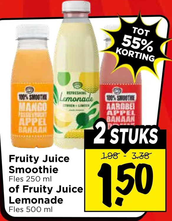 Aanbieding: Fruity Juice Smoothie of Fruity Juice Lemonade