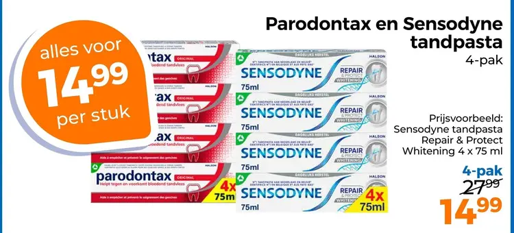 Aanbieding: Parodontax en Sensodyne tandpasta