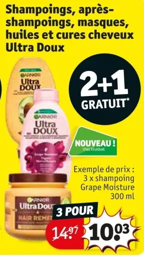 Offre: Shampoings, après-shampoings, masques, huiles et cures cheveux