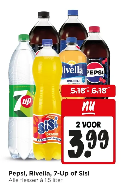 Aanbieding: Pepsi, Rivella, 7-Up of Sisi