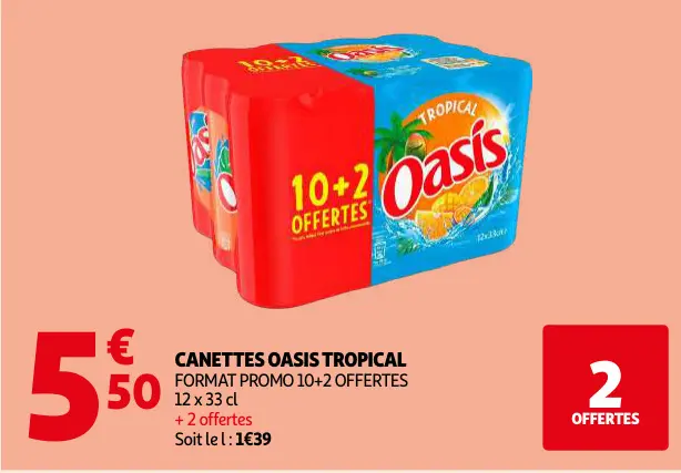 Offre: Canettes Oasis tropical