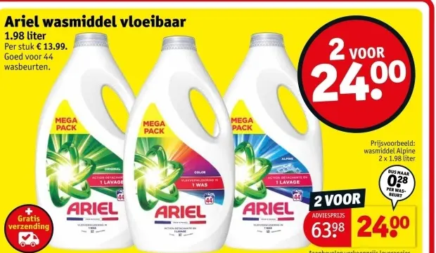 Aanbieding: Ariel wasmiddel vloeibaar