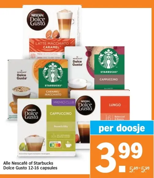 Aanbieding: Nescafé or Starbucks Dolce Gusto capsules