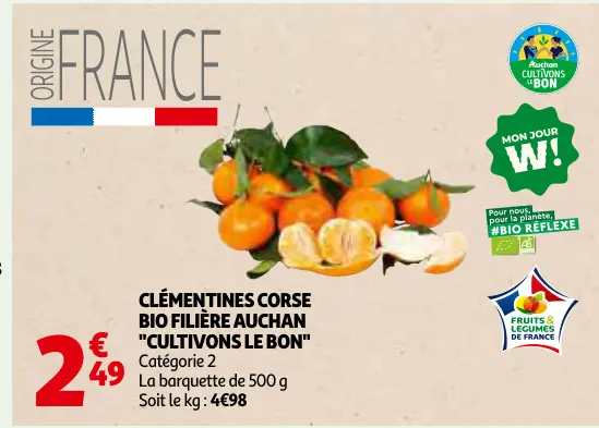 Offre: Clémentines corse bio filière Auchan