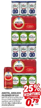 Aanbieding: Amstel, Grolsch pilsener of 0.0