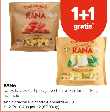 Offre: pâtes farcies ou gnocchi à poêler farcis