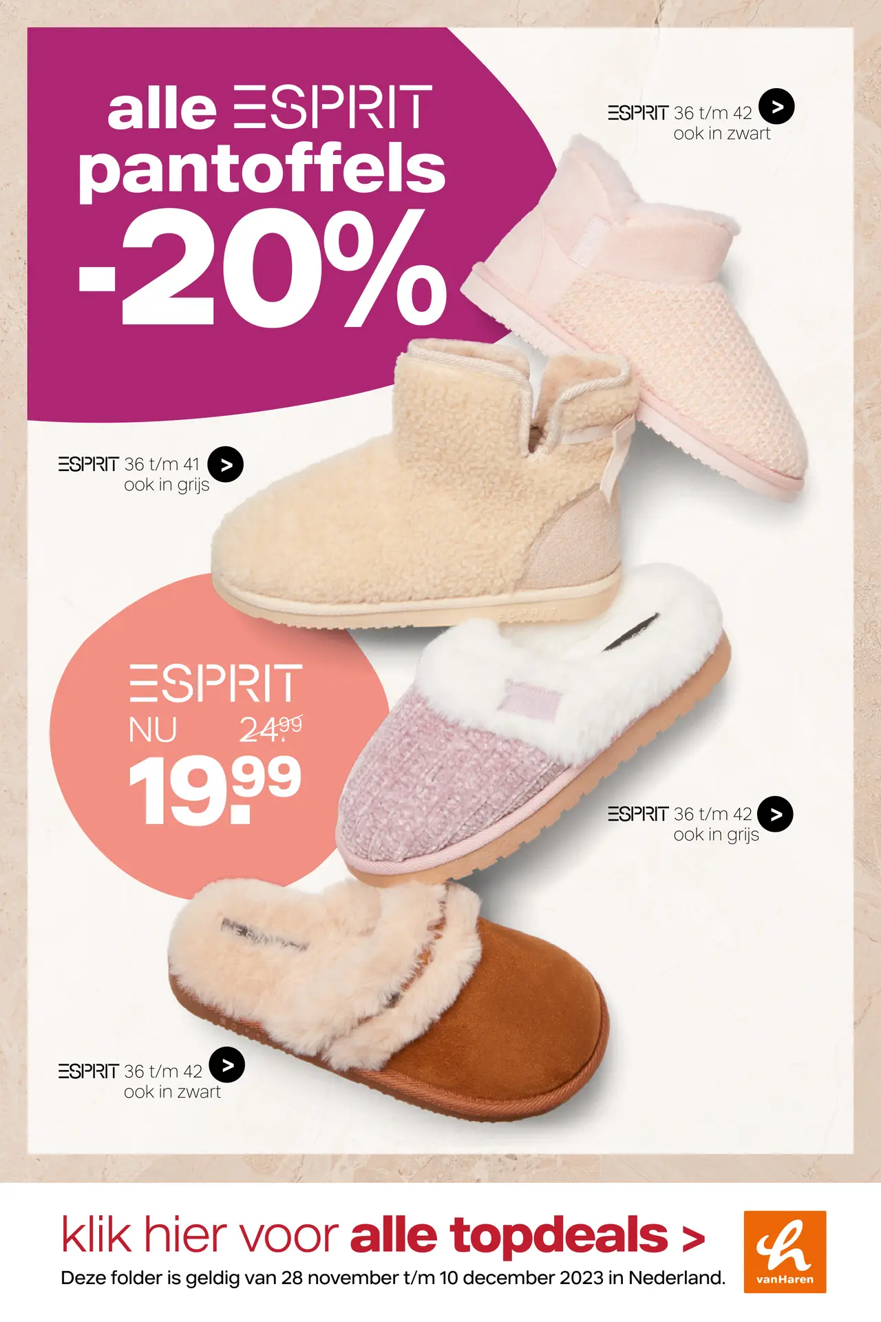 Esprit slippers van shop haren