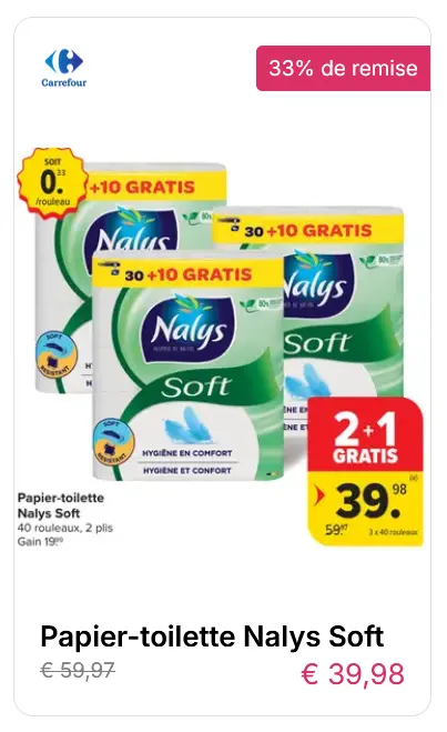 Promo papier toilette Nalys Soft – exemple d’astuce marketing