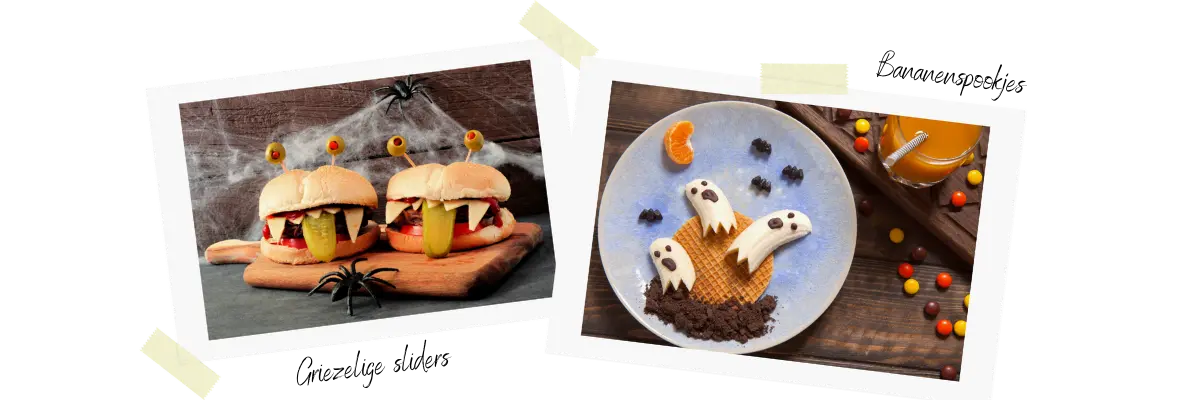 Hapjes voor Halloween - Griezelige sliders - Bananenspookjes