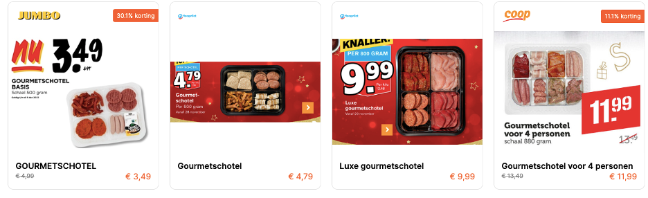 Aanbiedingen op gourmetvlees bij Jumbo, Hoogvliet en Coop uit de folders op AlleFolders.nl