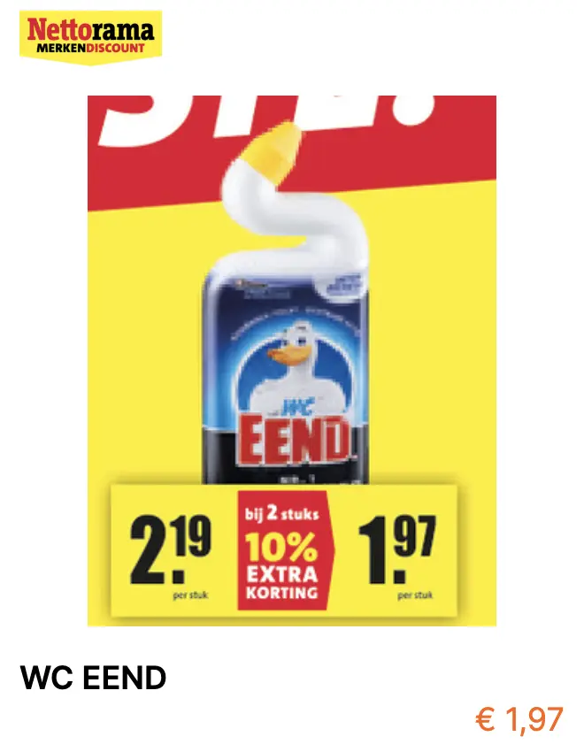 Schoonmaakmiddel in de aanbieding uit de folder van Nettorama van het merk WC eend