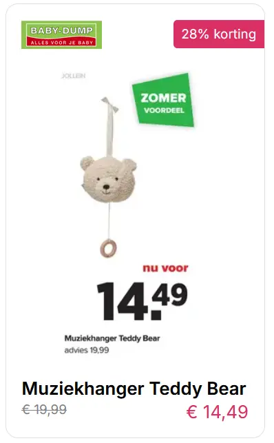 Aanbieding Muziekhanger Teddy Bear marketingtruc voorbeeld