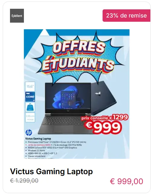 Promotion ordinateur portable gaming – exemple d’astuce marketing