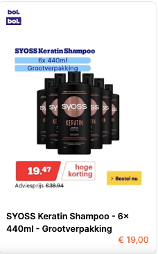 Aanbieding op shampoo uit de folder van bol.com