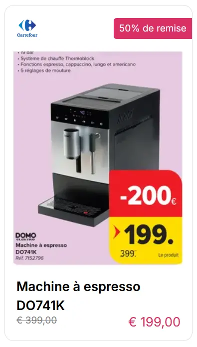Promotion machine à café espresso – 200 € de réduction, exemple d’astuce marketing